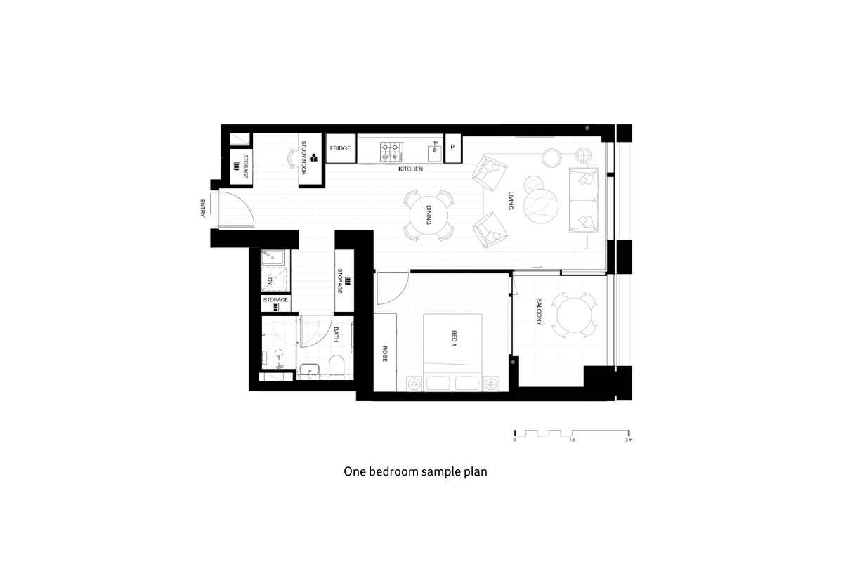 One Bedroom floorplan